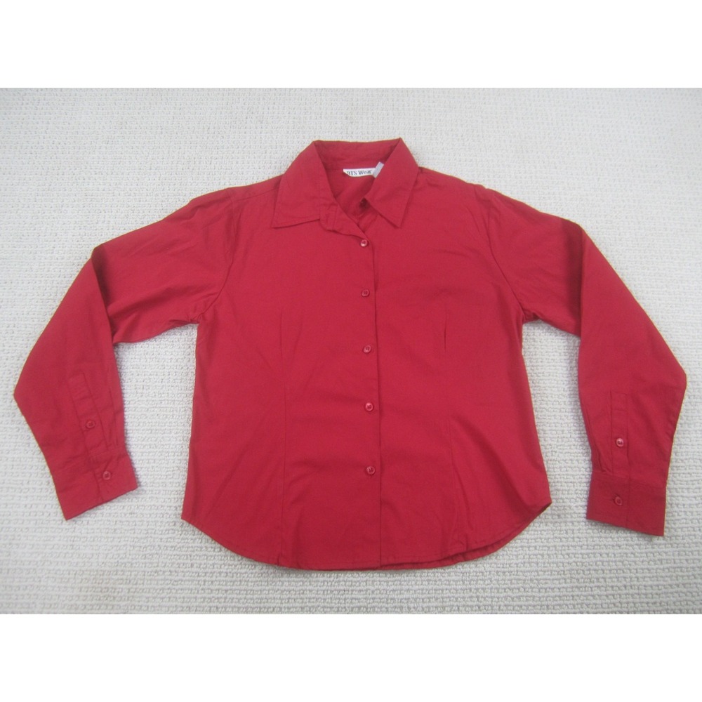 BTS Wear Shirt Womens Large Red Long Sleeve‎ Button Down Casual Cotton Blouse